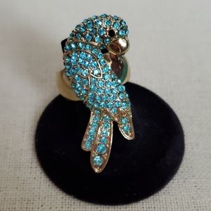 Turquoise Crystal Stretch Parrot Fashion Ring